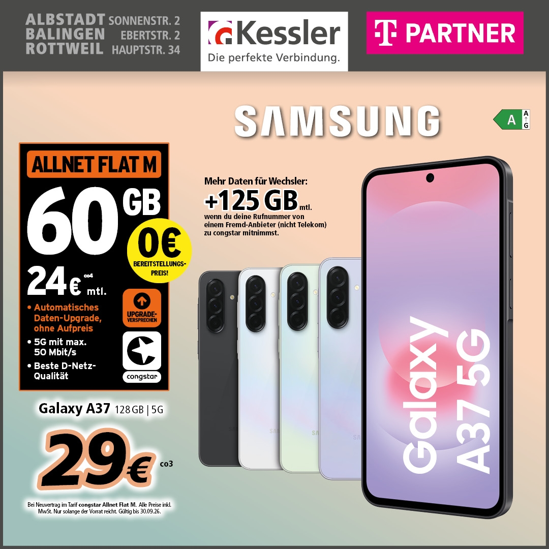 Congstar Allnet M mit GB+ und Samsung A37 5G
