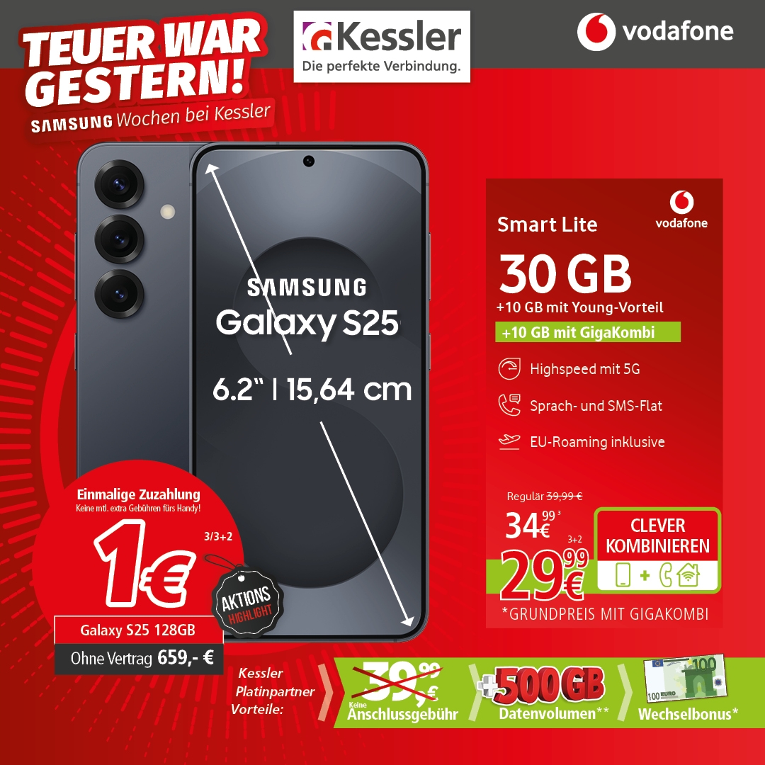 Vodafone Smart Lite mit Samsung Galaxy S25 128GB