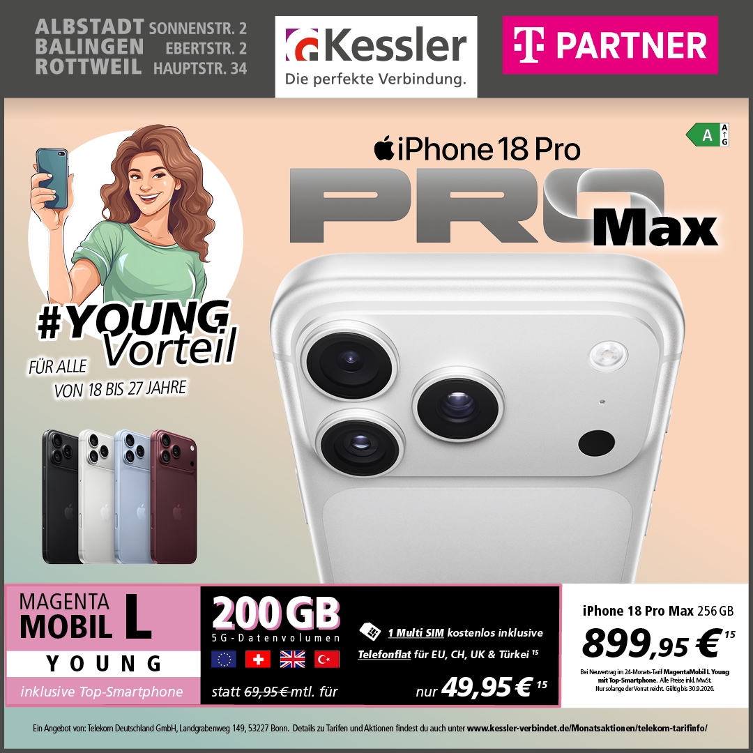 MagentaMobil L Young mit iPhone 18 Pro Max 256GB