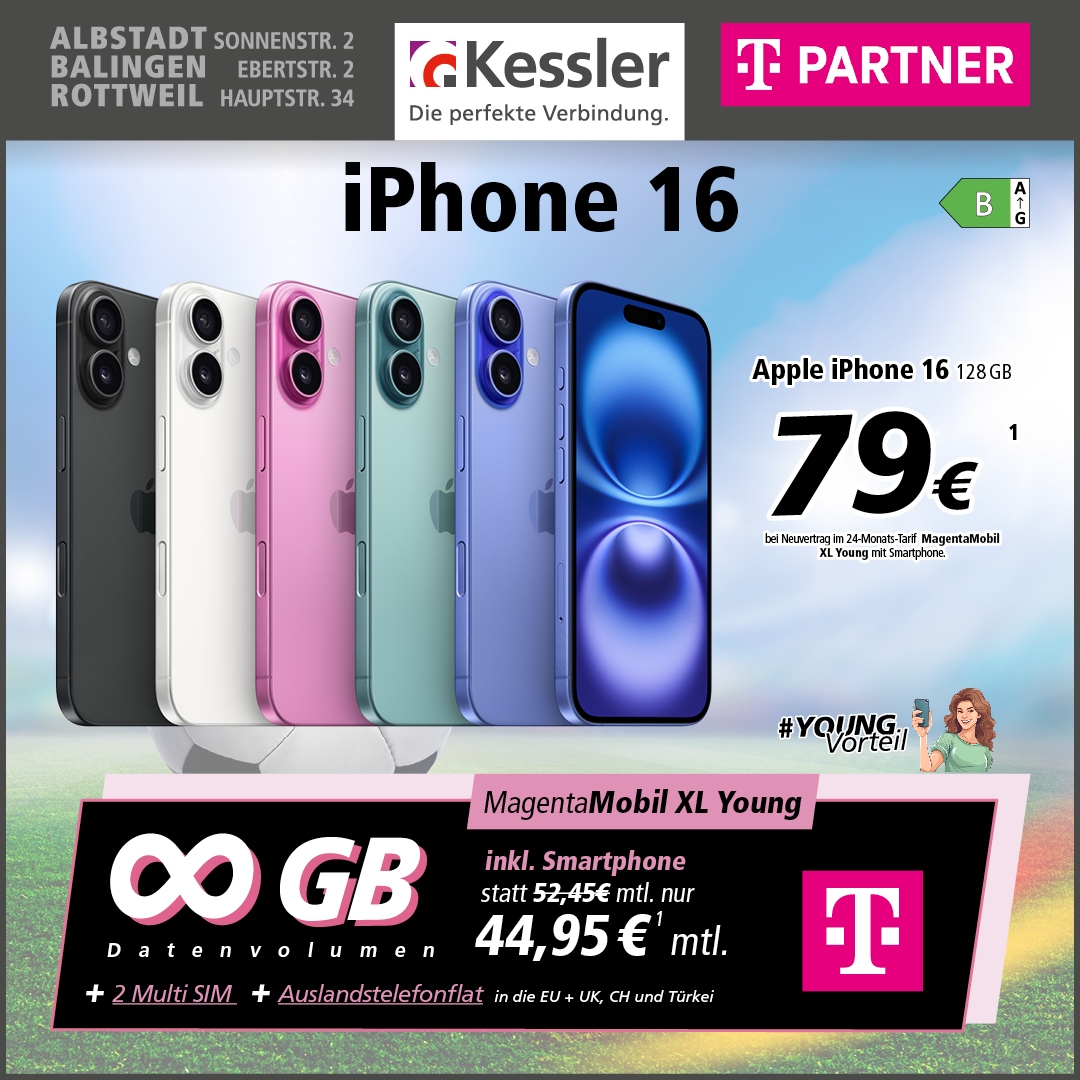 Magenta Mobil XL Young mit iPhone 16 128GB