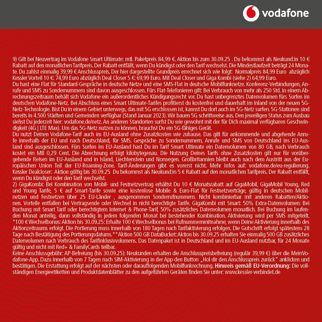 Vodafone Smart Ultimate mit IPhone 16 Pro Max