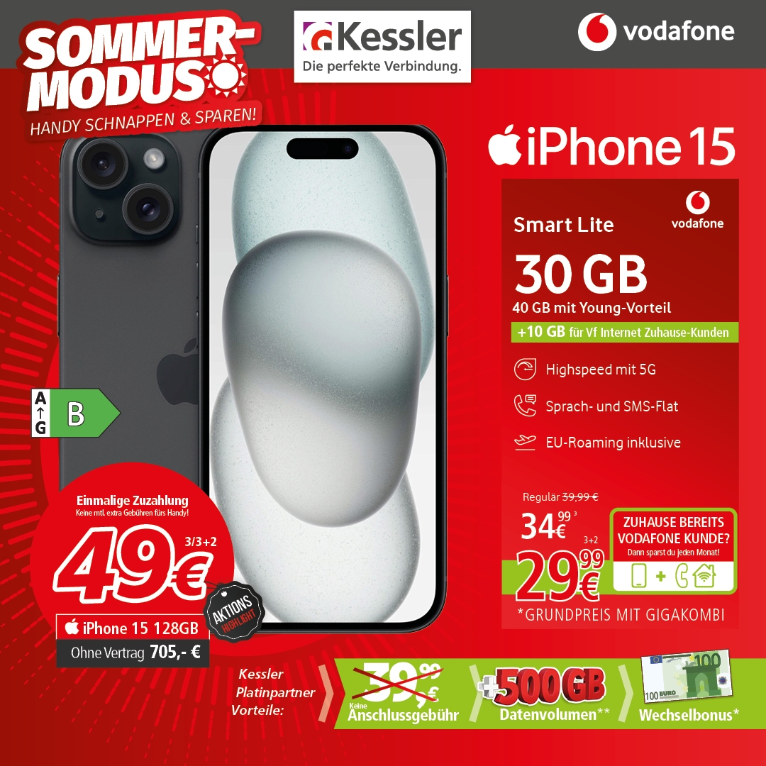 Vodafone Smart Lite mit Apple iPhone 15 128GB