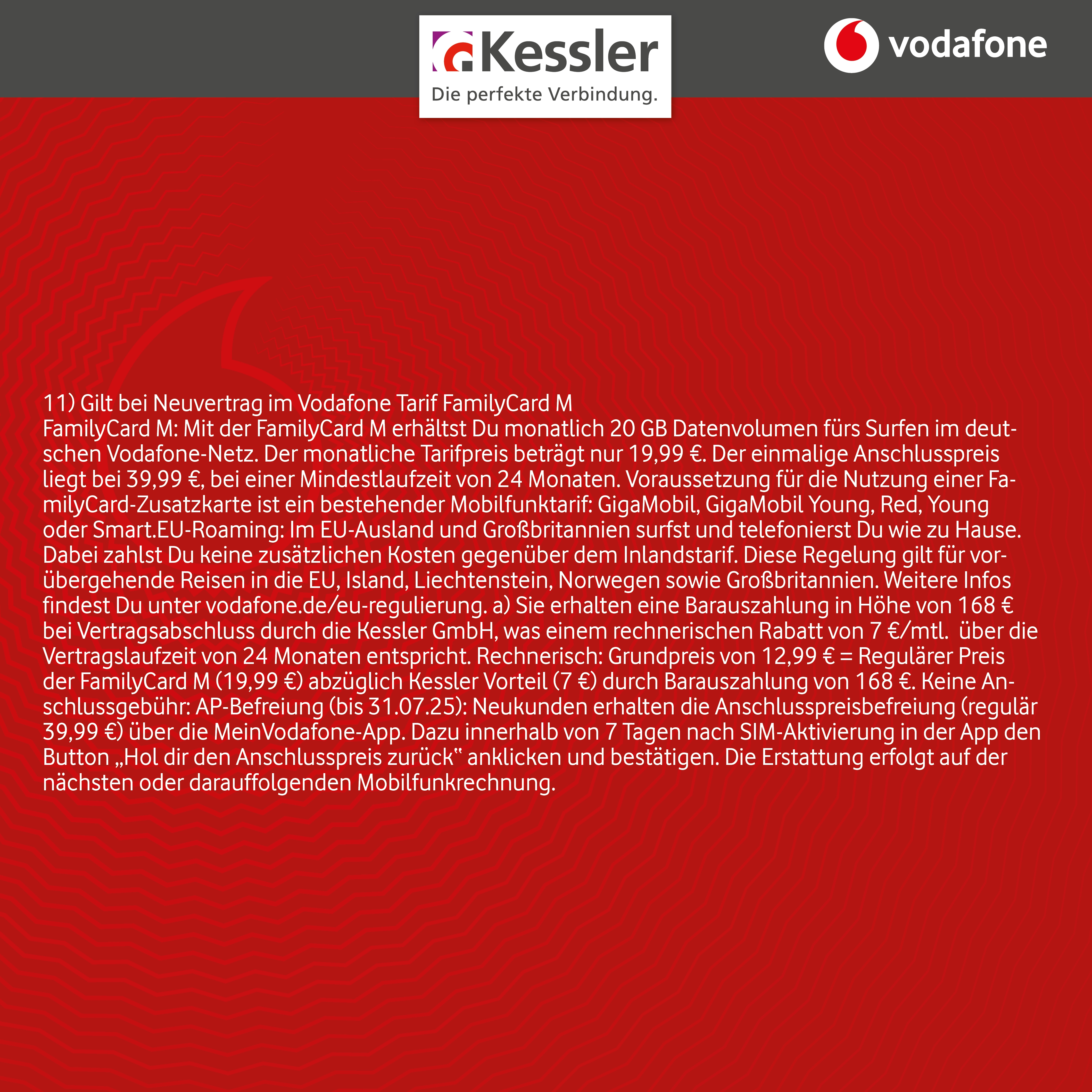 Vodafone Family Card M für nur 12,99€ mtl.
