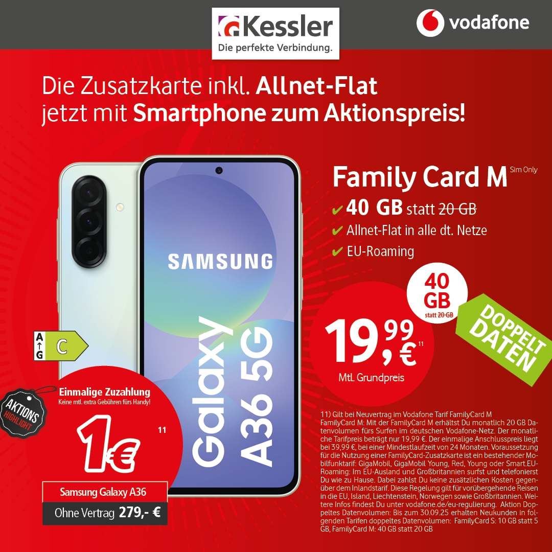 Vodafone FamilyCard M m. Samsung A36 5G