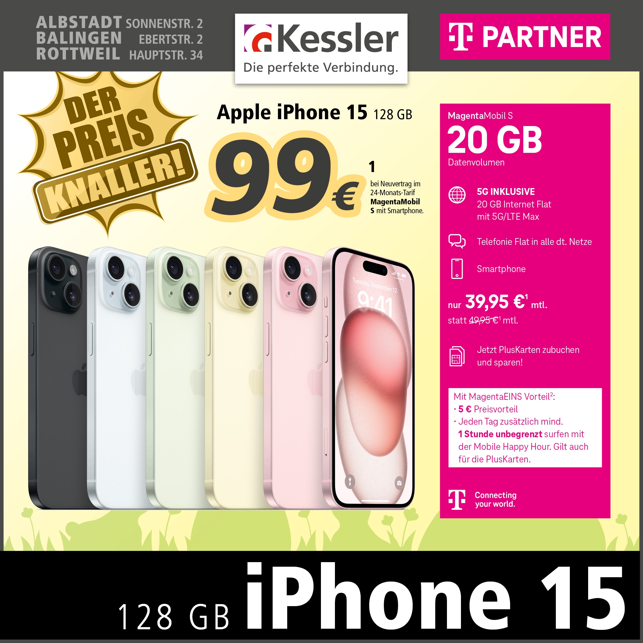 Magenta Mobil S mit IPhone 15 128GB