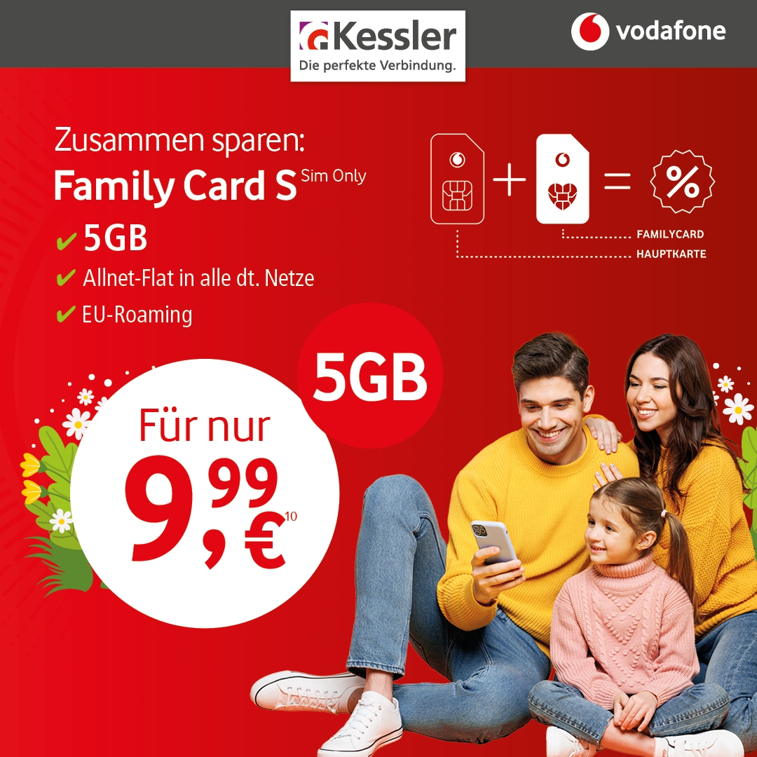 Vodafone Family Card S für nur 9,99€ mtl.