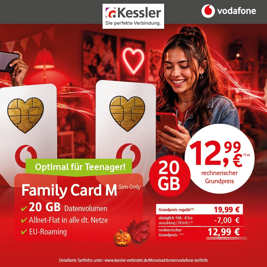 Vodafone Family Card M für nur 12,99€ mtl.