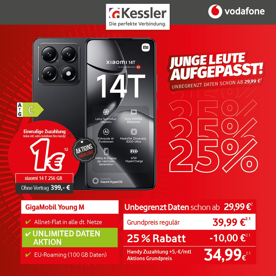Vodafone GigaMobil Young M mit Xiaomi 14T 256GB