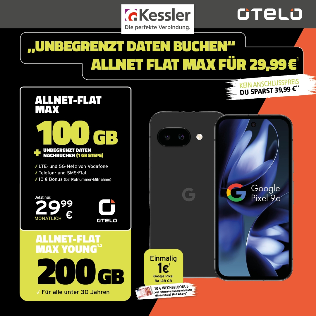 OTELO Allnet-Flat Max mit Google Pixel 9a