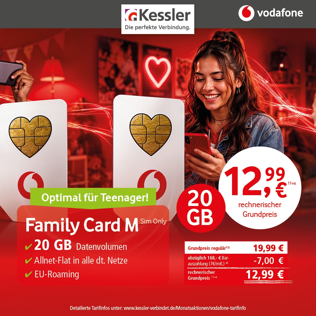 Vodafone Family Card M für 12,99€ mtl.