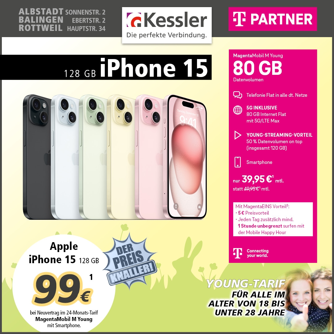 Magenta Mobil M Young mit Apple iPhone 15