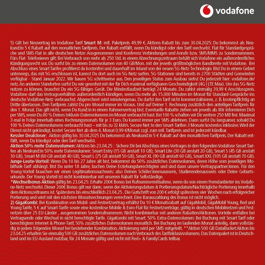 Vodafone Smart M mit IPhone 16 128GB