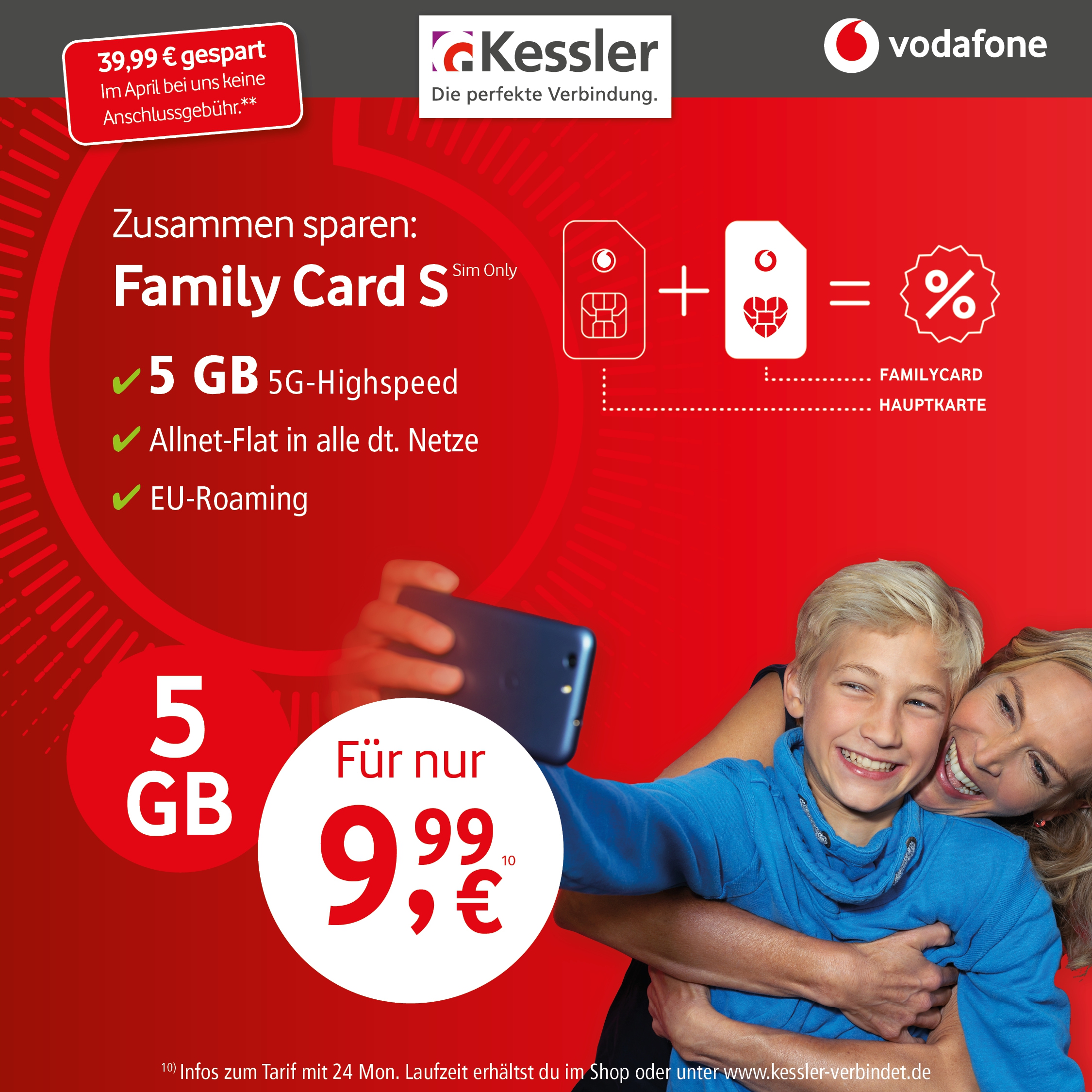 Vodafone Family Card S für nur 9,99€ mtl.