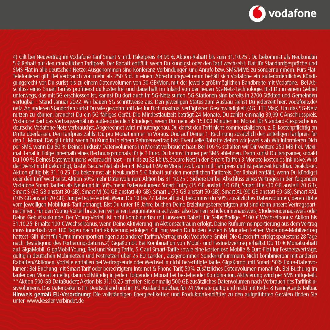 Vodafone Smart S mit IPhone 16 128GB