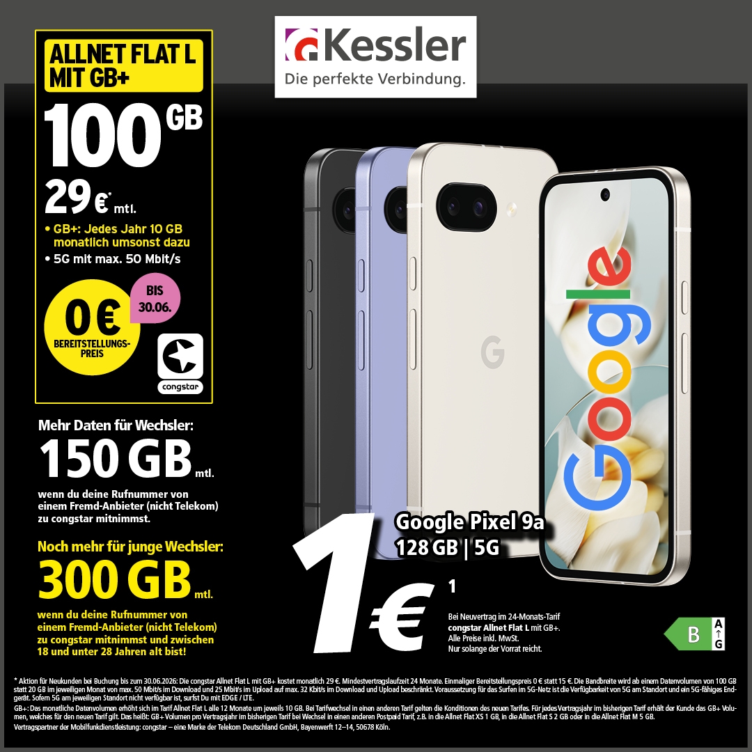 Congstar Allnet L mit GB+ und Google Pixel 9a