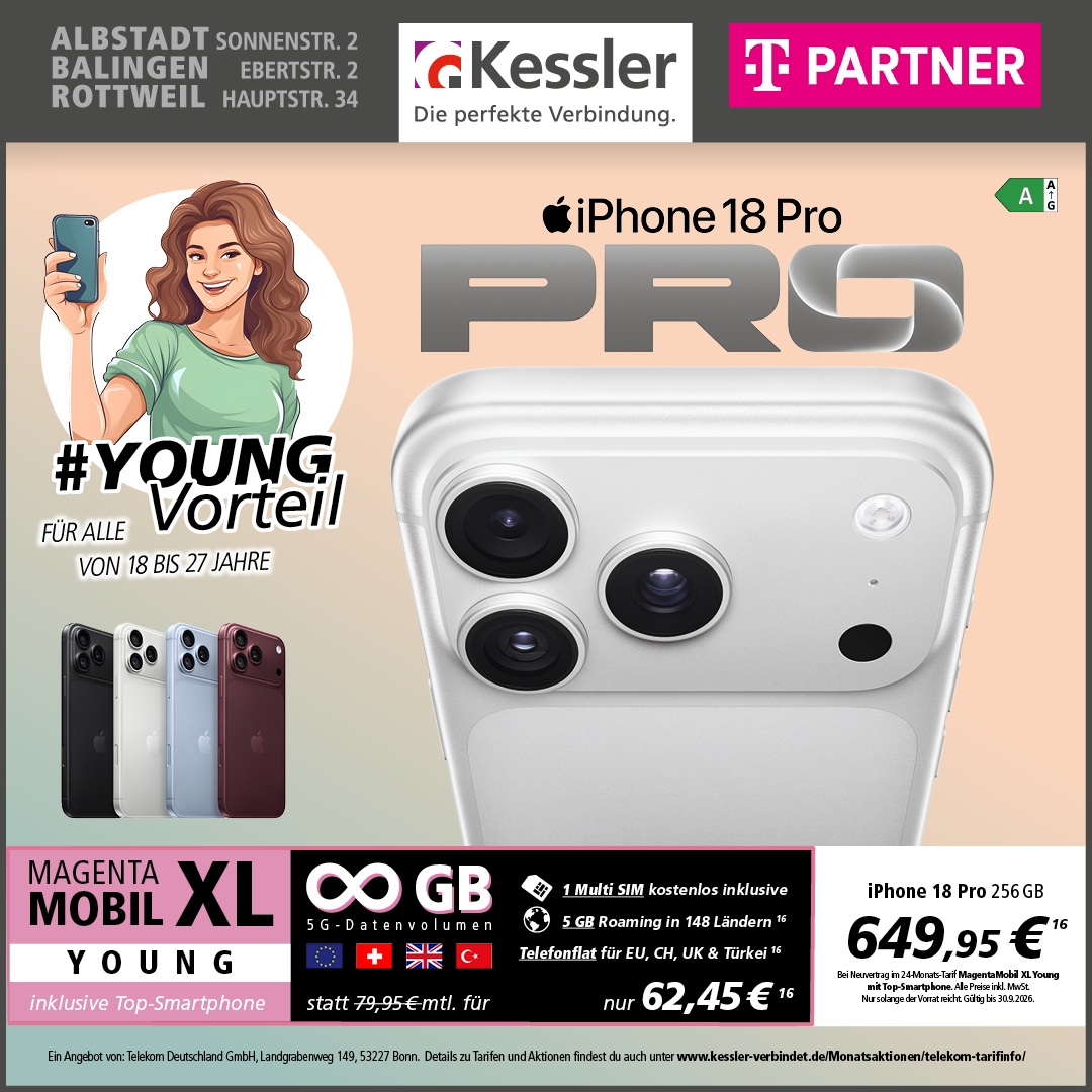 MagentaMobil XL Young mit iPhone 18 Pro 256GB