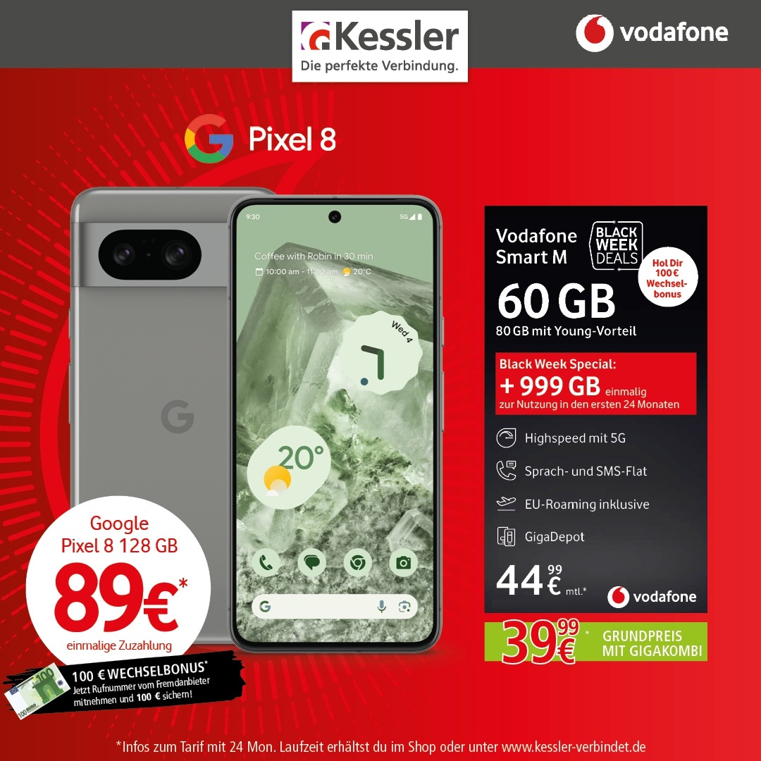 Black Week Deals: Smart M mit Google Pixel 8 128GB