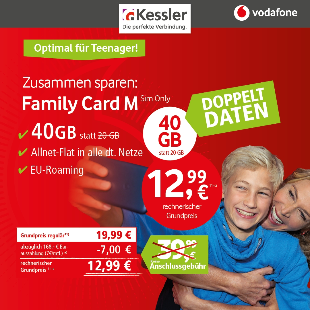 Vodafone Family Card M für nur 12,99€ mtl.