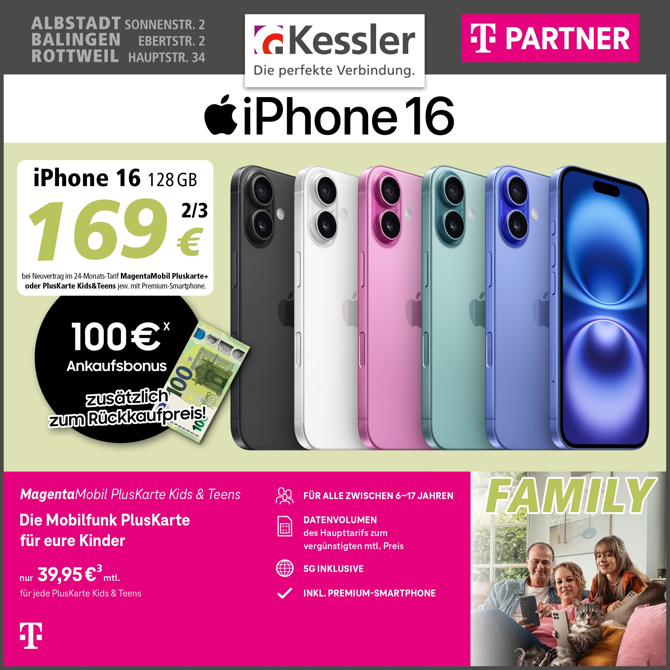 MagentaMobil PlusKarte Kids&Teens mit iPhone 16