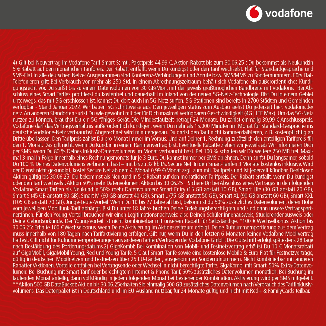Vodafone Smart S mit IPhone 16 128GB
