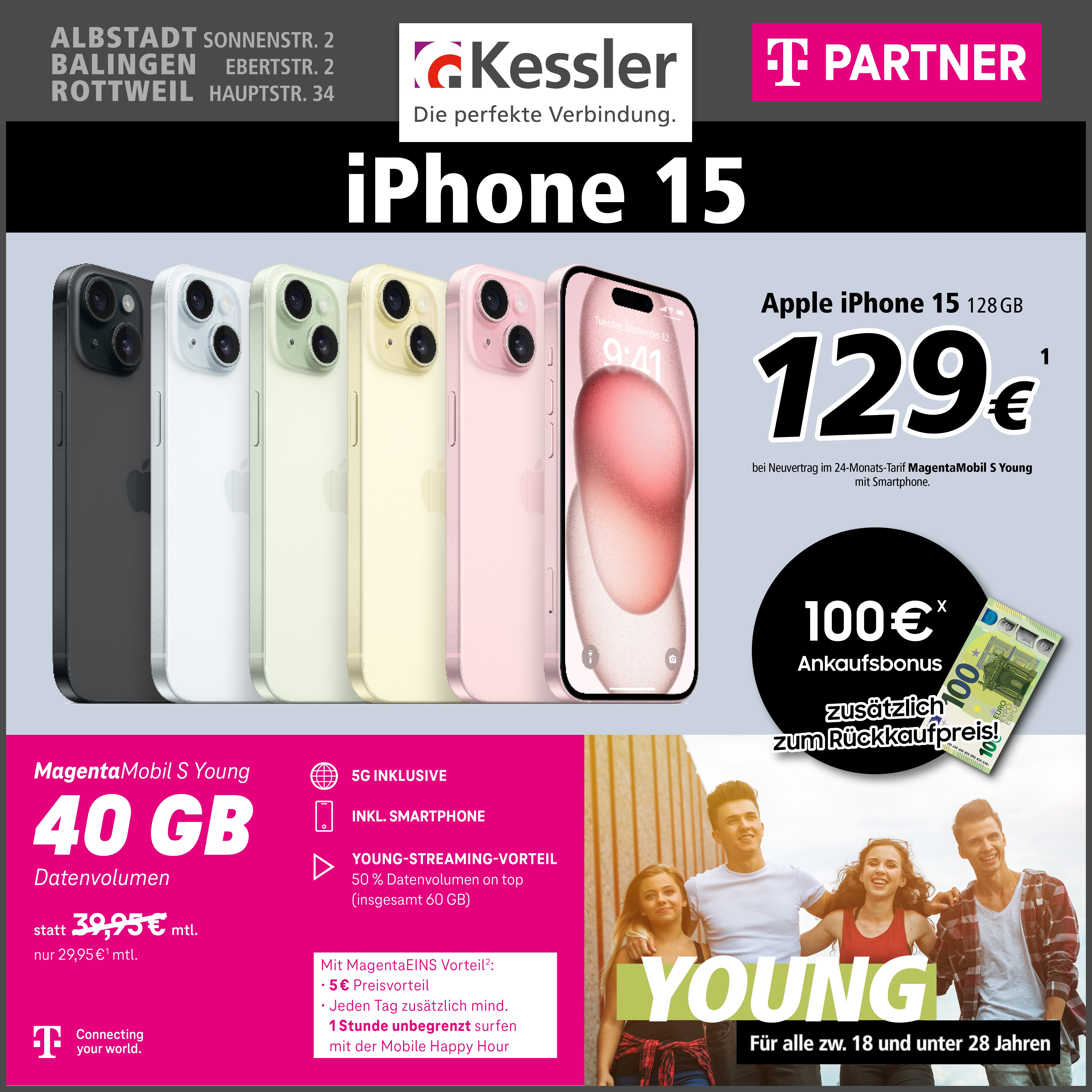 Magenta Mobil S Young mit Apple iPhone 15