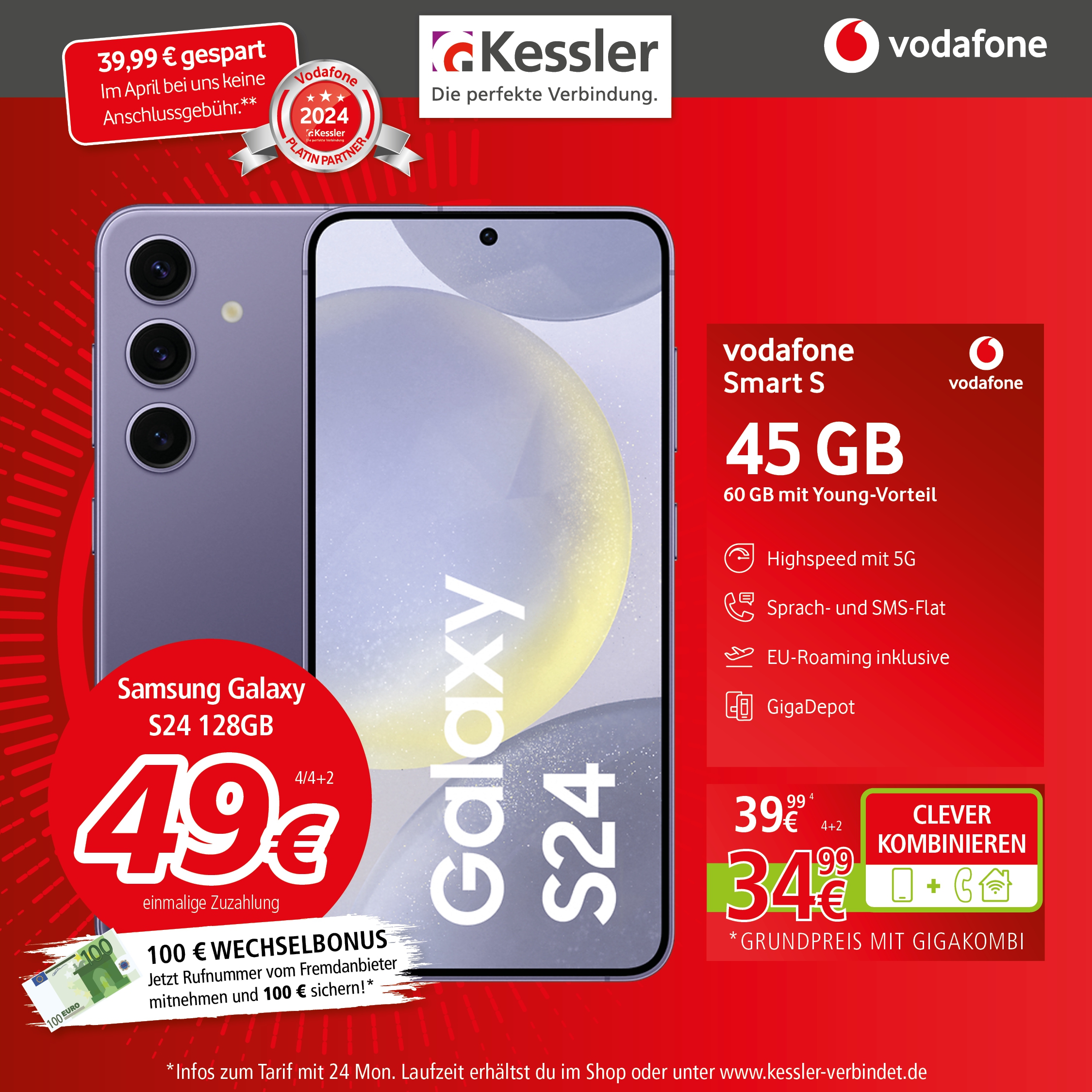 Vodafone Smart S mit Samsung Galaxy S24 128GB