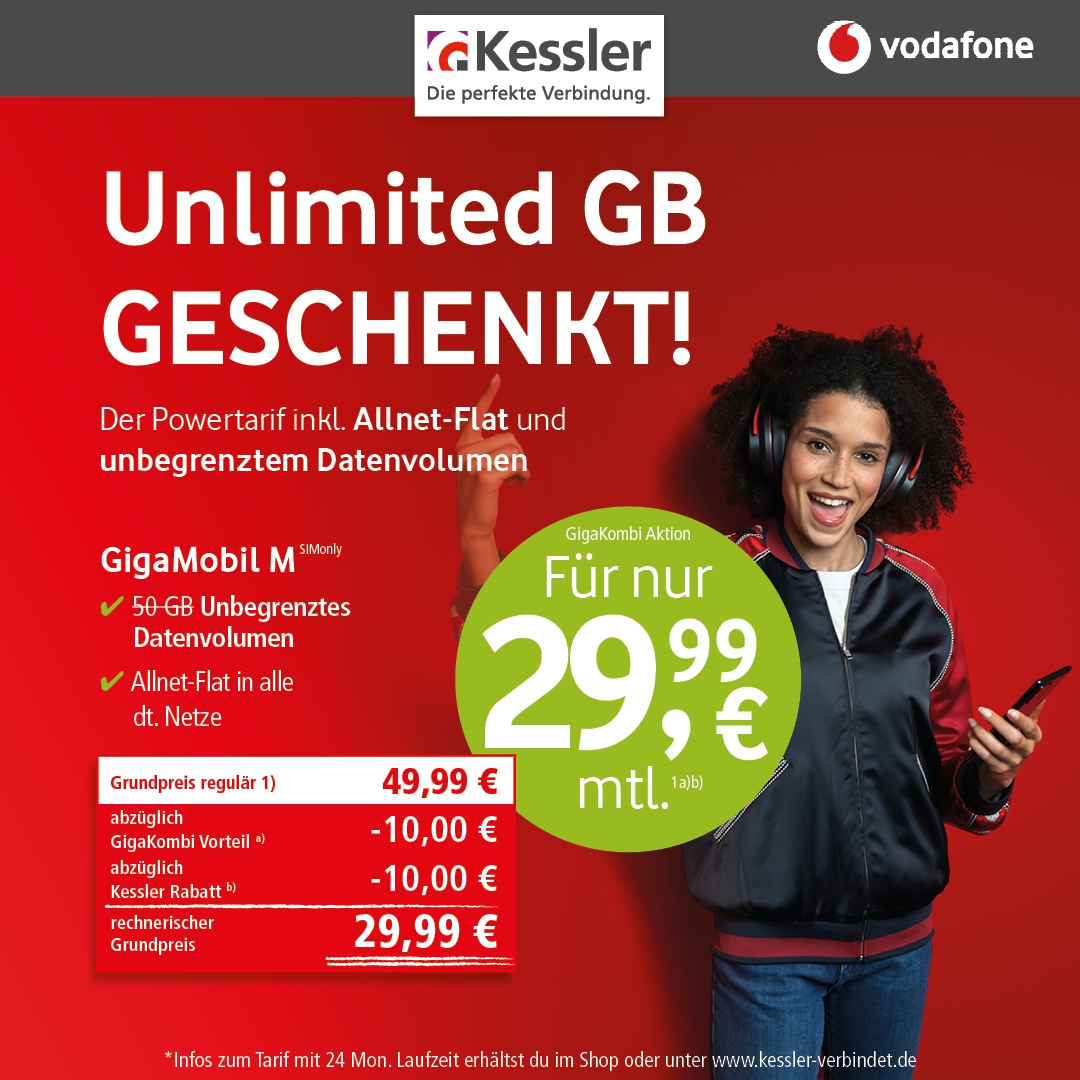Vodafone GigaMobil M für 29,99€