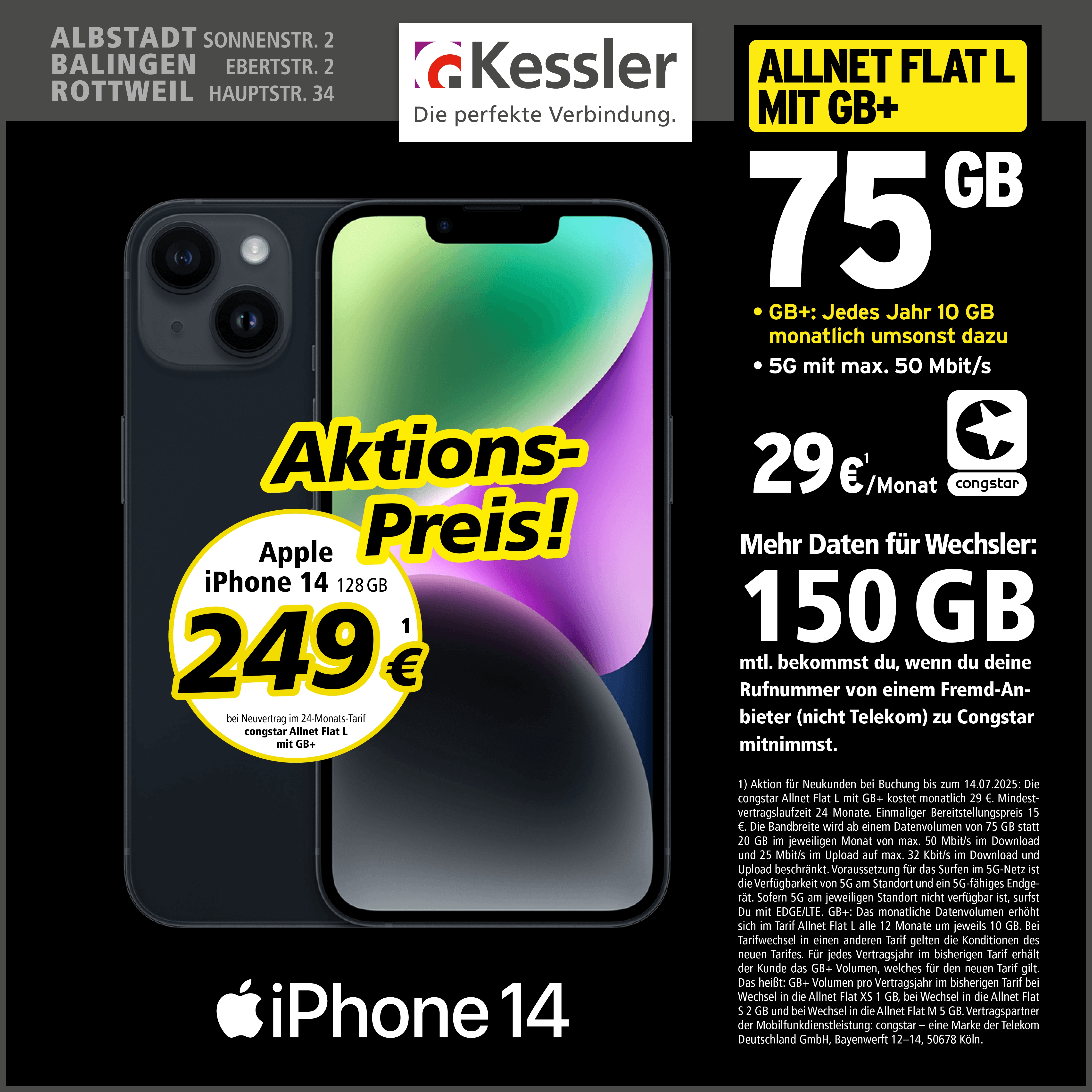 Congstar Allnet L mit GB+ und Apple IPhone 14