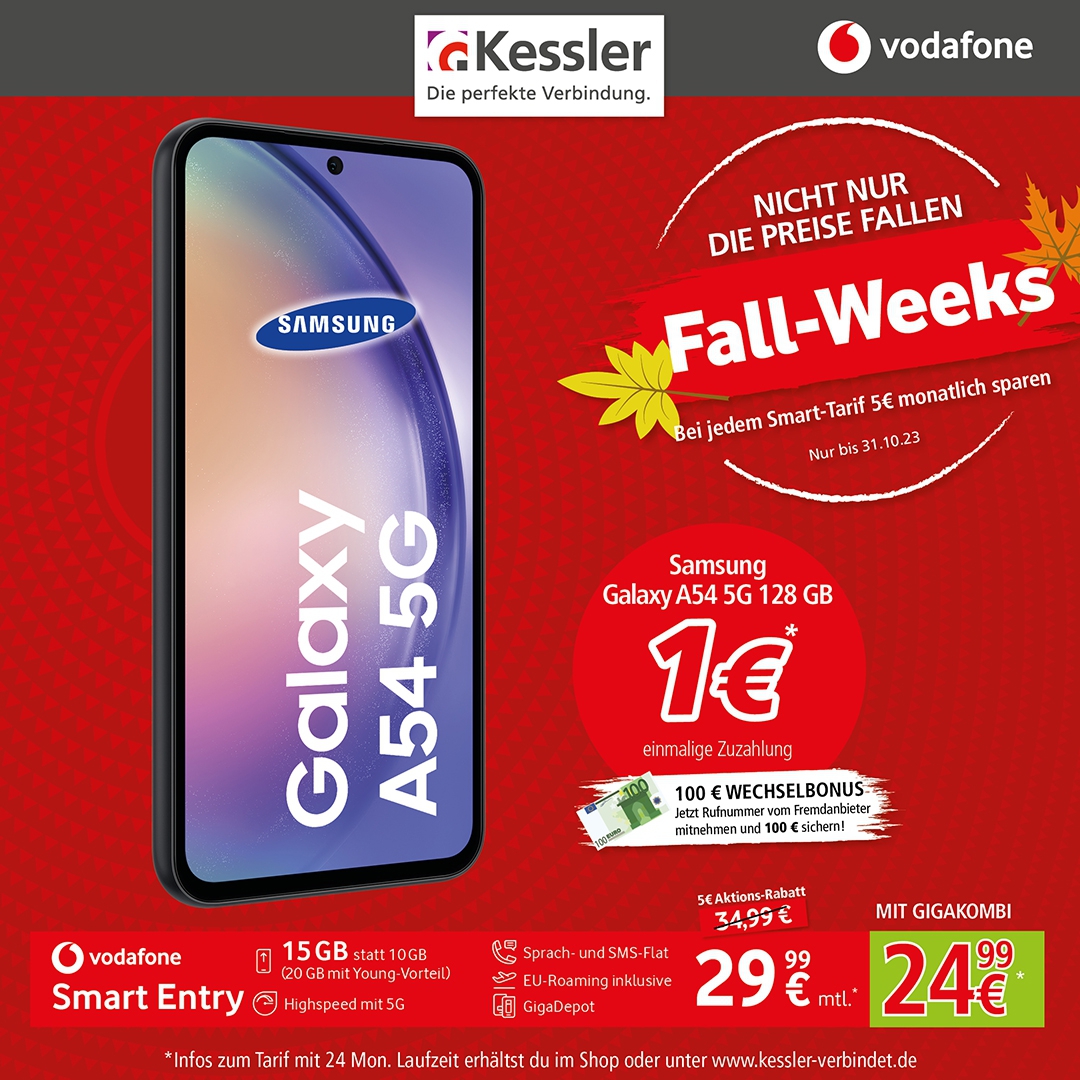 Vodafone Smart Entry 15GB mit Samsung A54 5G 128GB