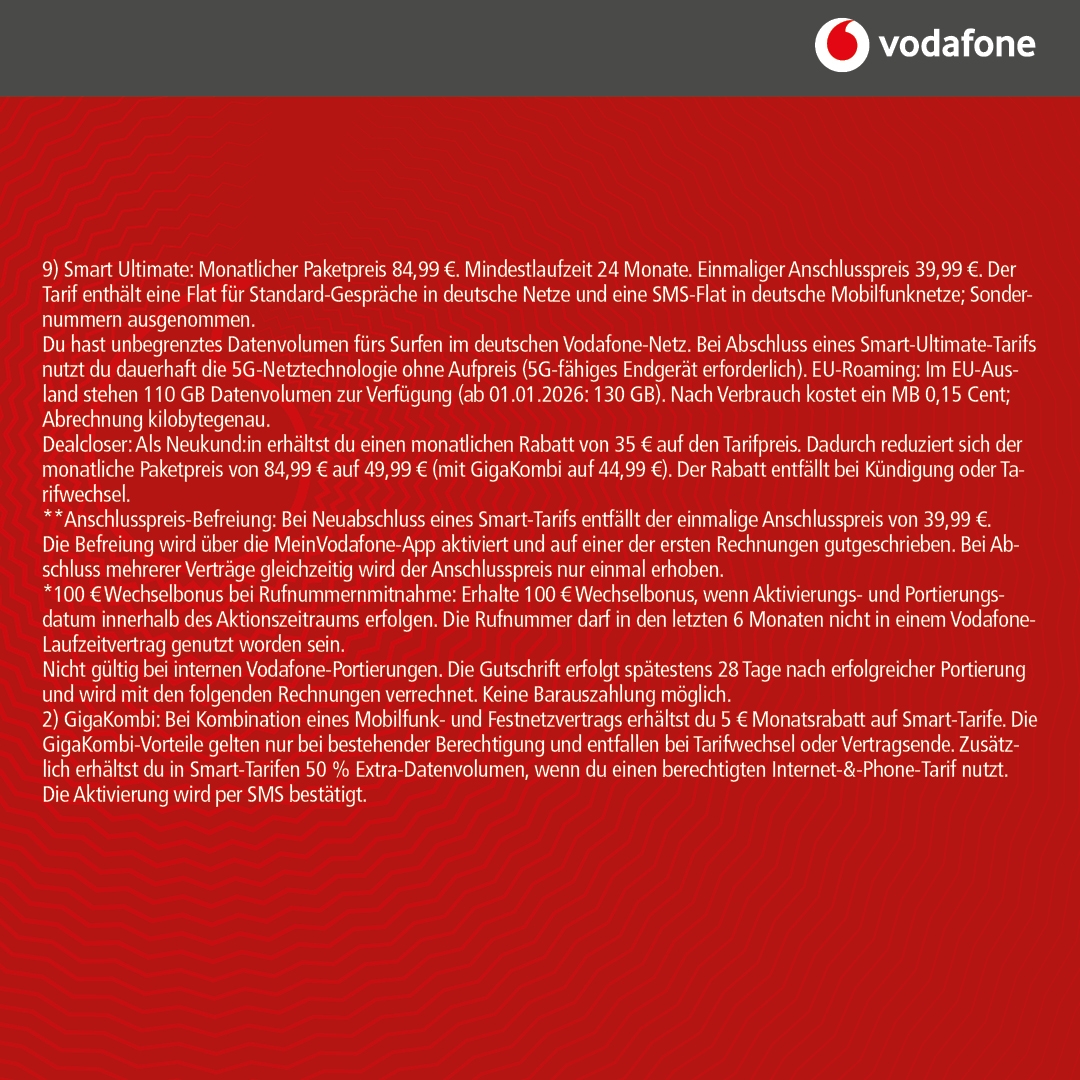 Vodafone Smart Ultimate mit iPhone 17 256GB