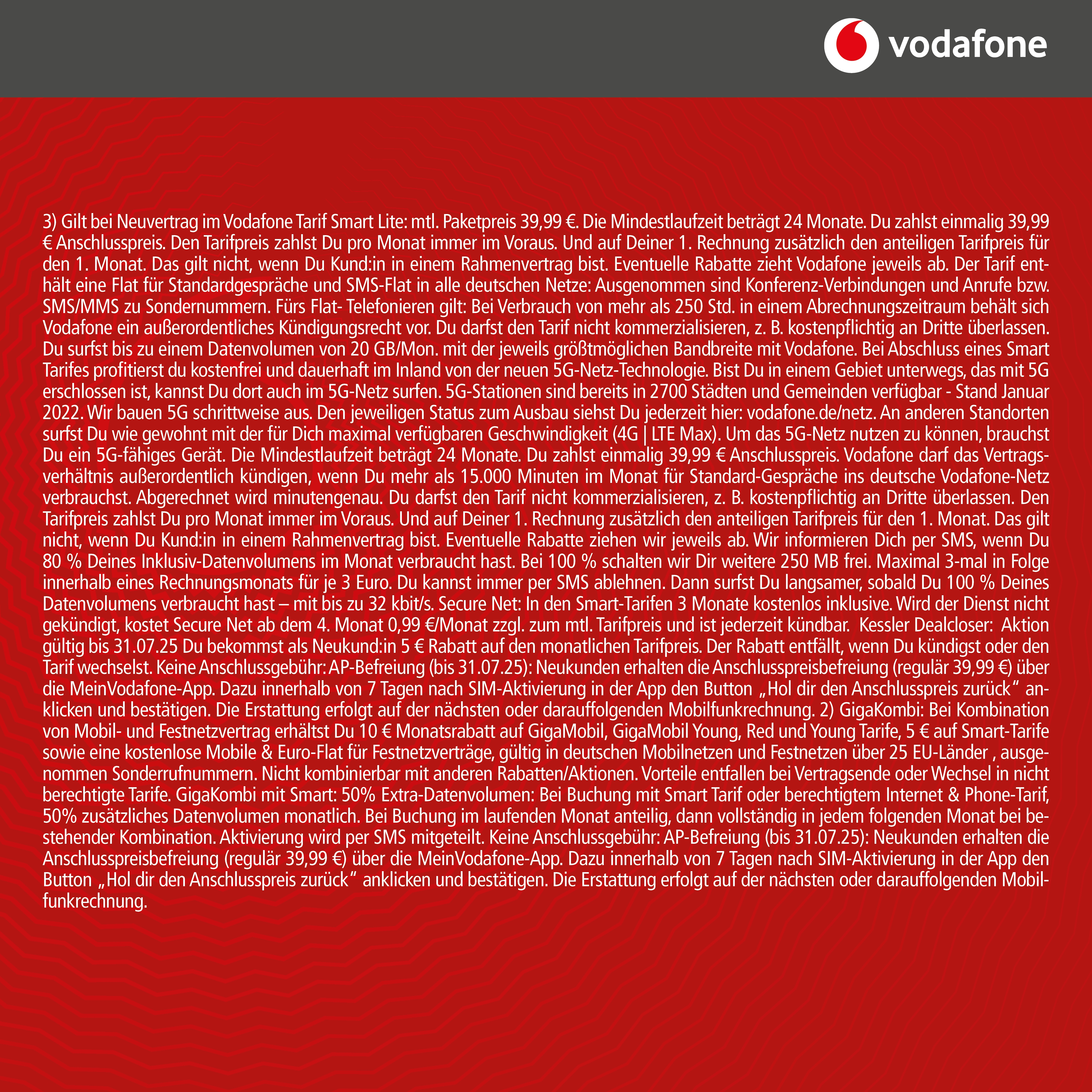 Vodafone Smart Lite mit Apple iPhone 15 128GB