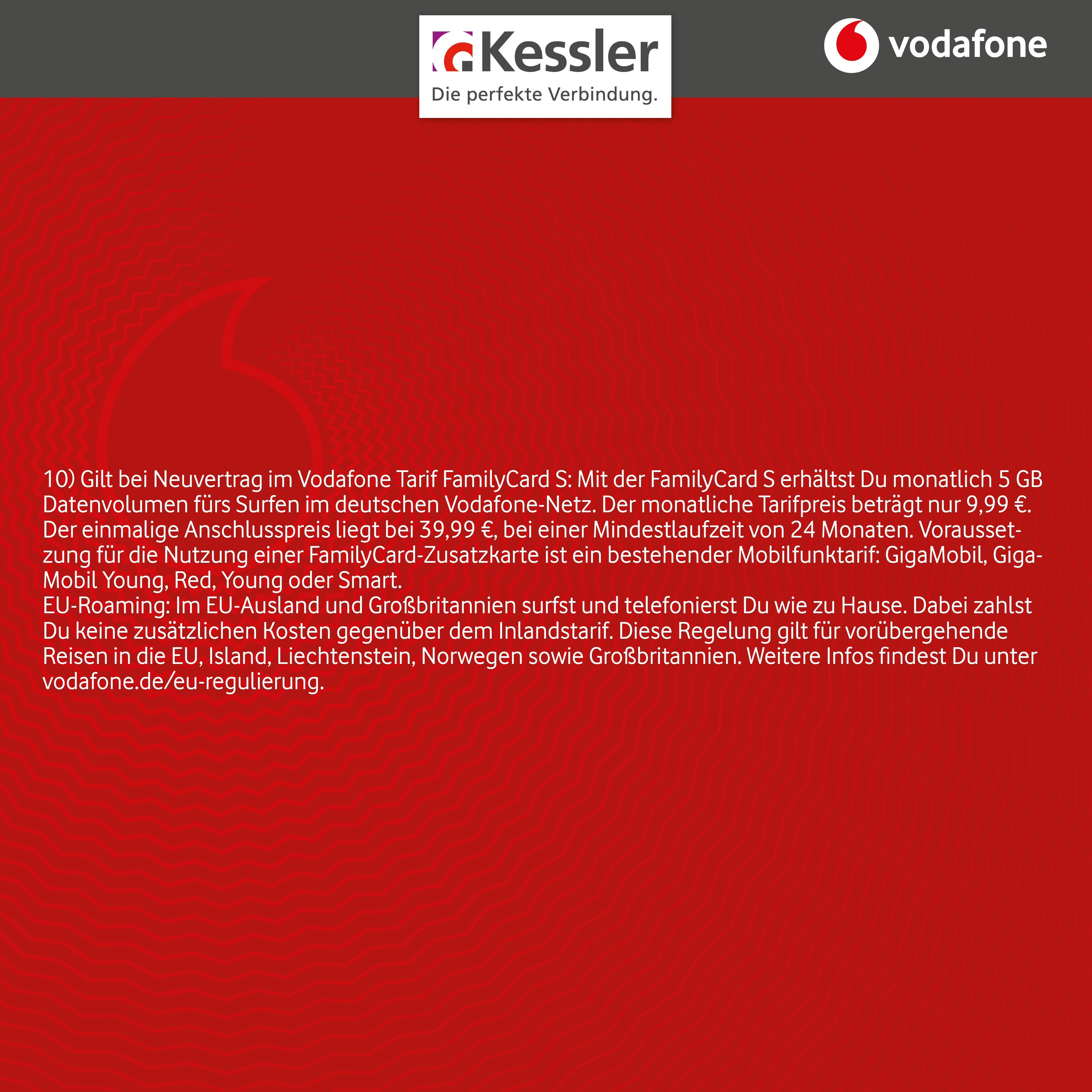 Vodafone Family Card S für nur 9,99€ mtl.