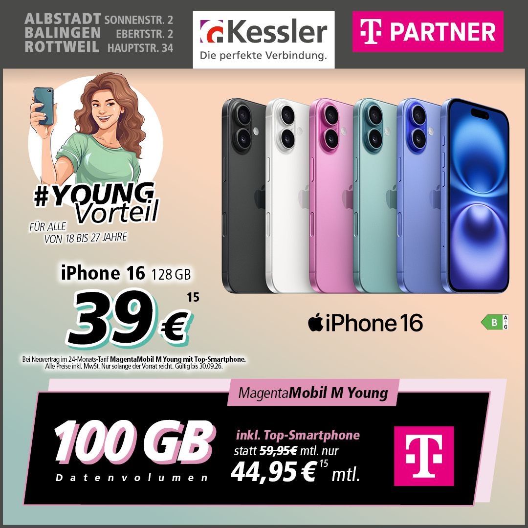 Magenta Mobil M Young mit Apple iPhone 16