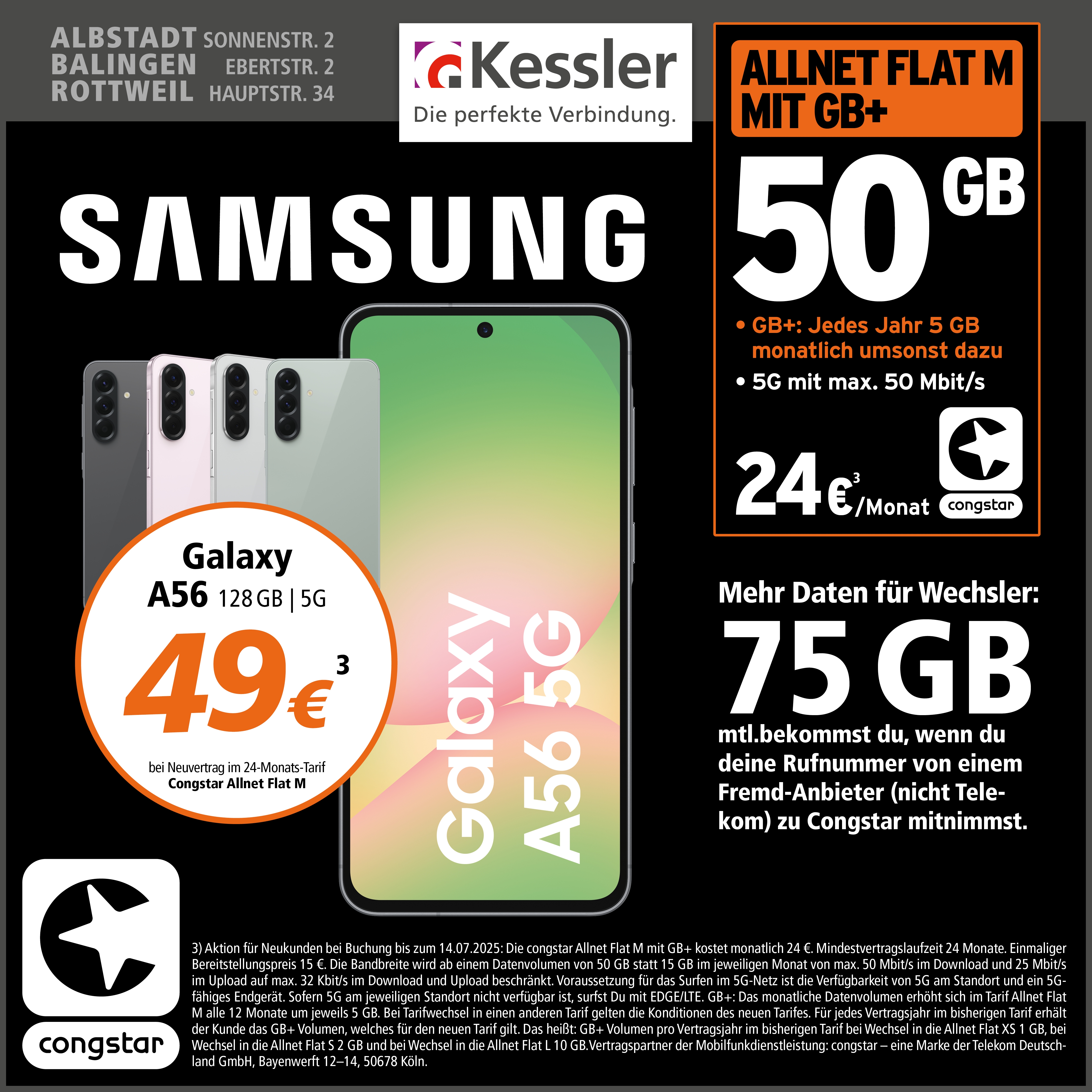 Congstar Allnet M mit Samsung Galaxy A56 128GB