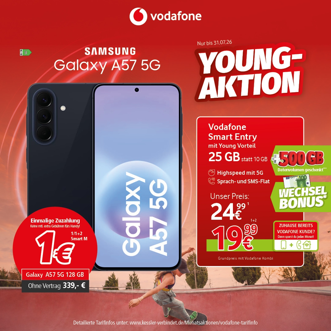 Vodafone Smart Entry Young m. Samsung A57 128GB