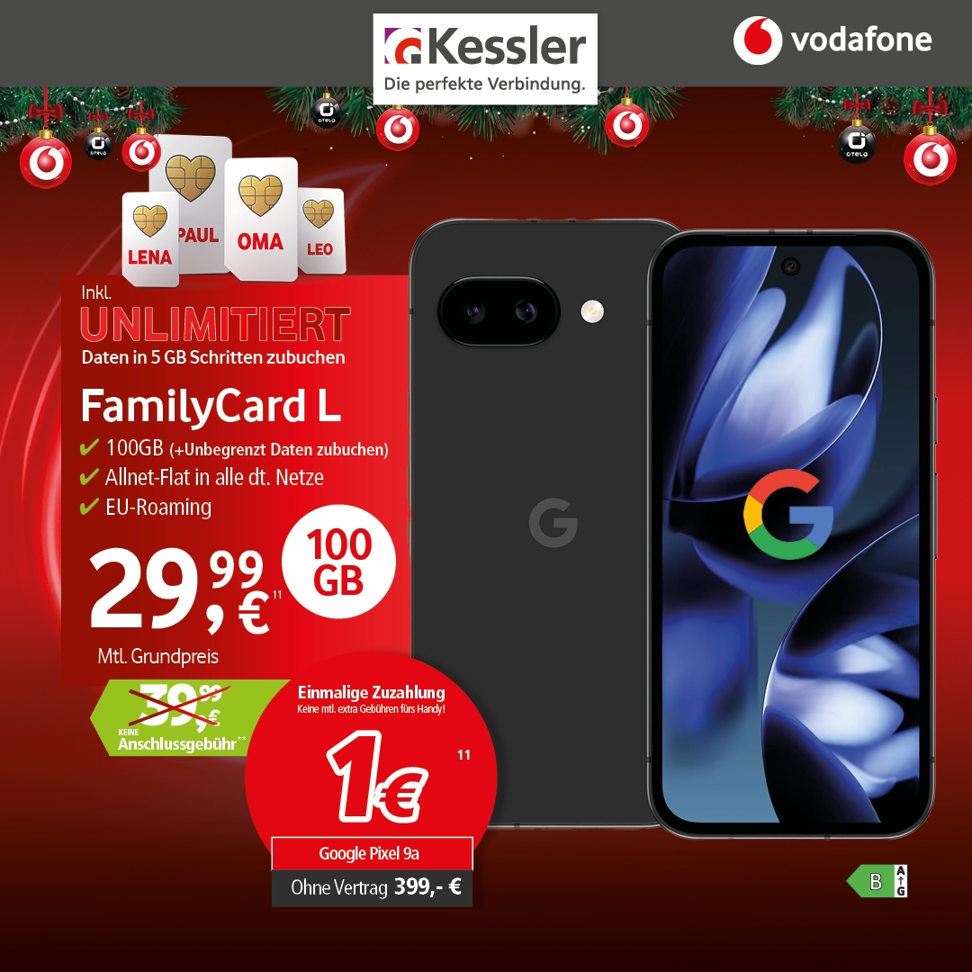 Vodafone FamilyCard L mit Google Pixel 9a