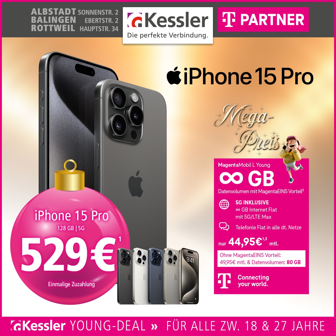 Telekom Magenta Mobil L Young mit IPhone 15 Pro TKANGEBOT022