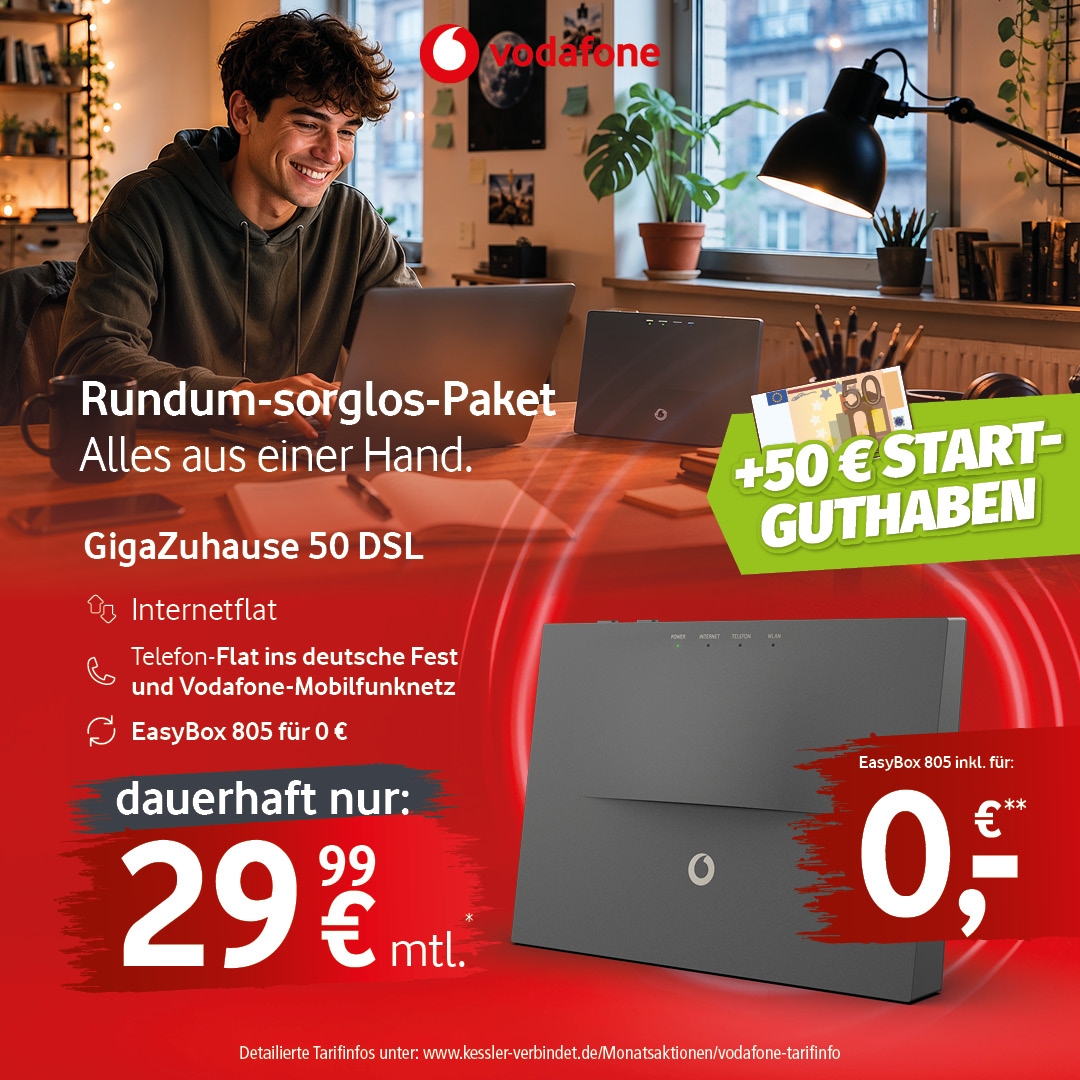 Vodafone GigaZuhause 50 DSL für dauerhaft 29,99€