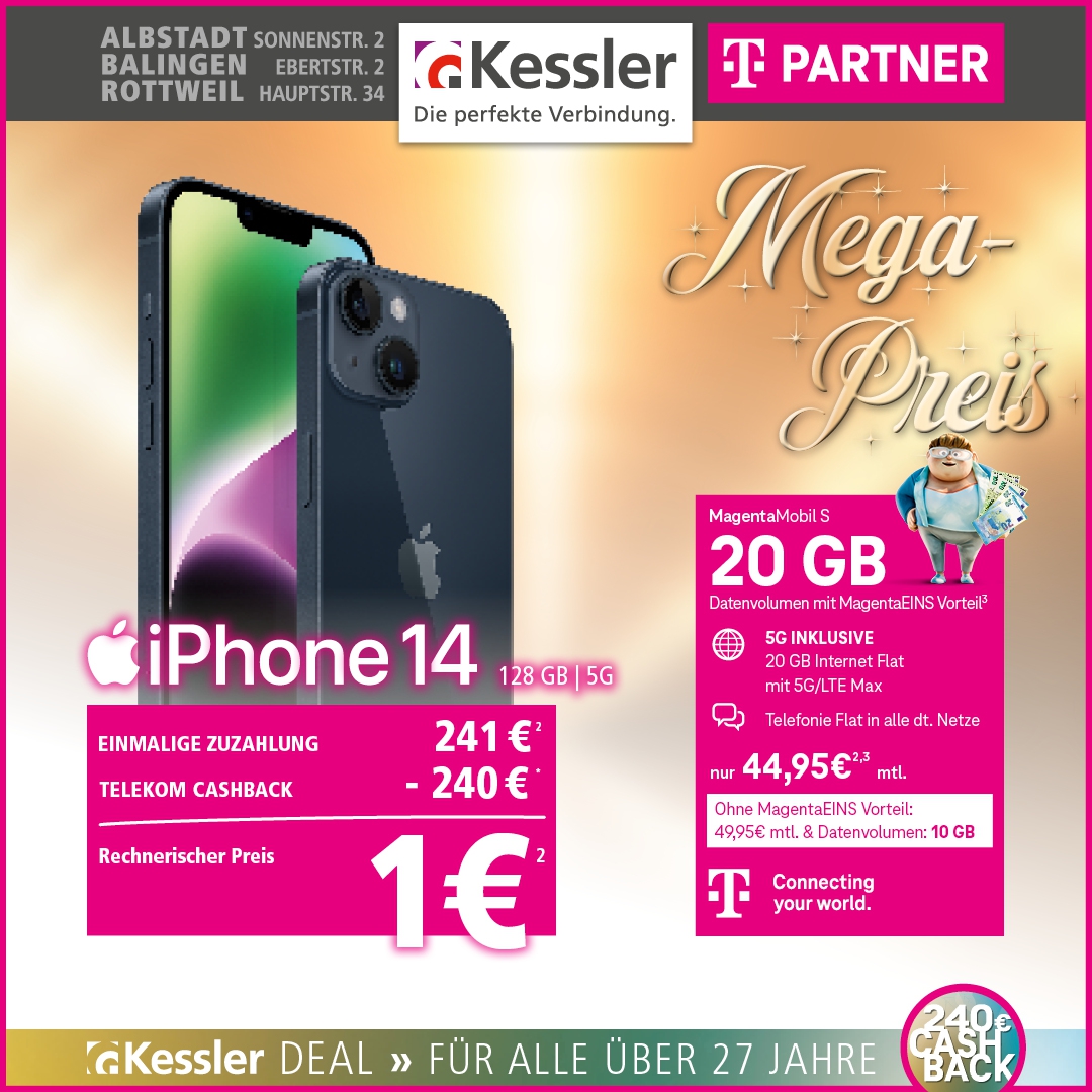 Magenta Mobil S + Cashback m. iPhone 14