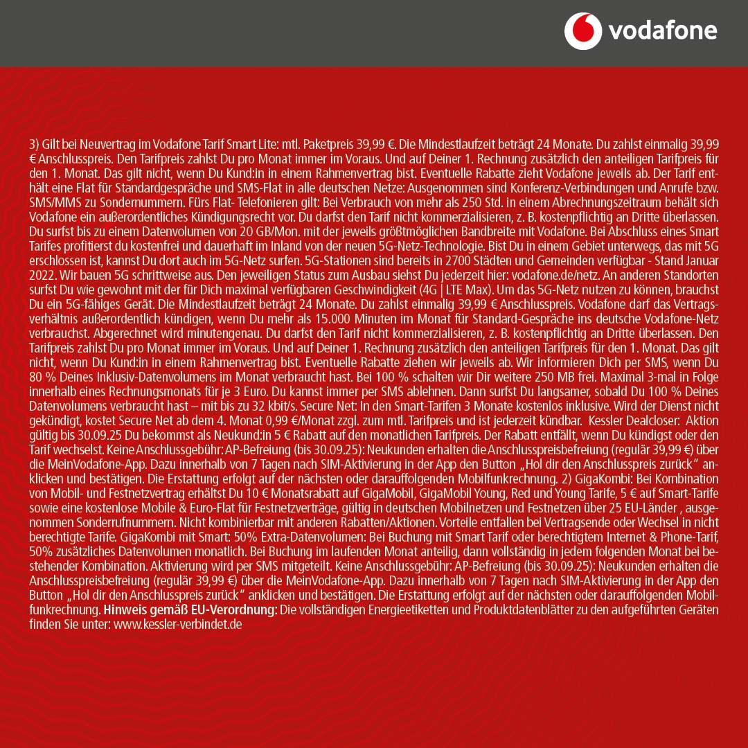 Vodafone Smart Lite mit Apple iPhone 15 128GB