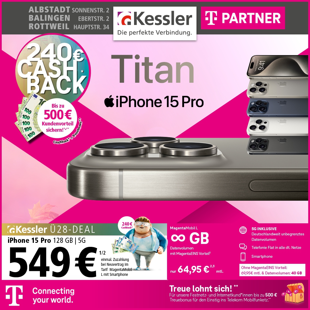 Magenta Mobil L +Cashback m. iPhone 15 Pro