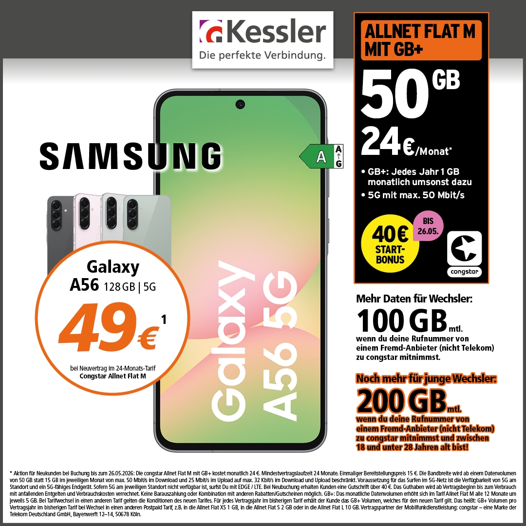Congstar Allnet M mit Samsung Galaxy A56 128GB