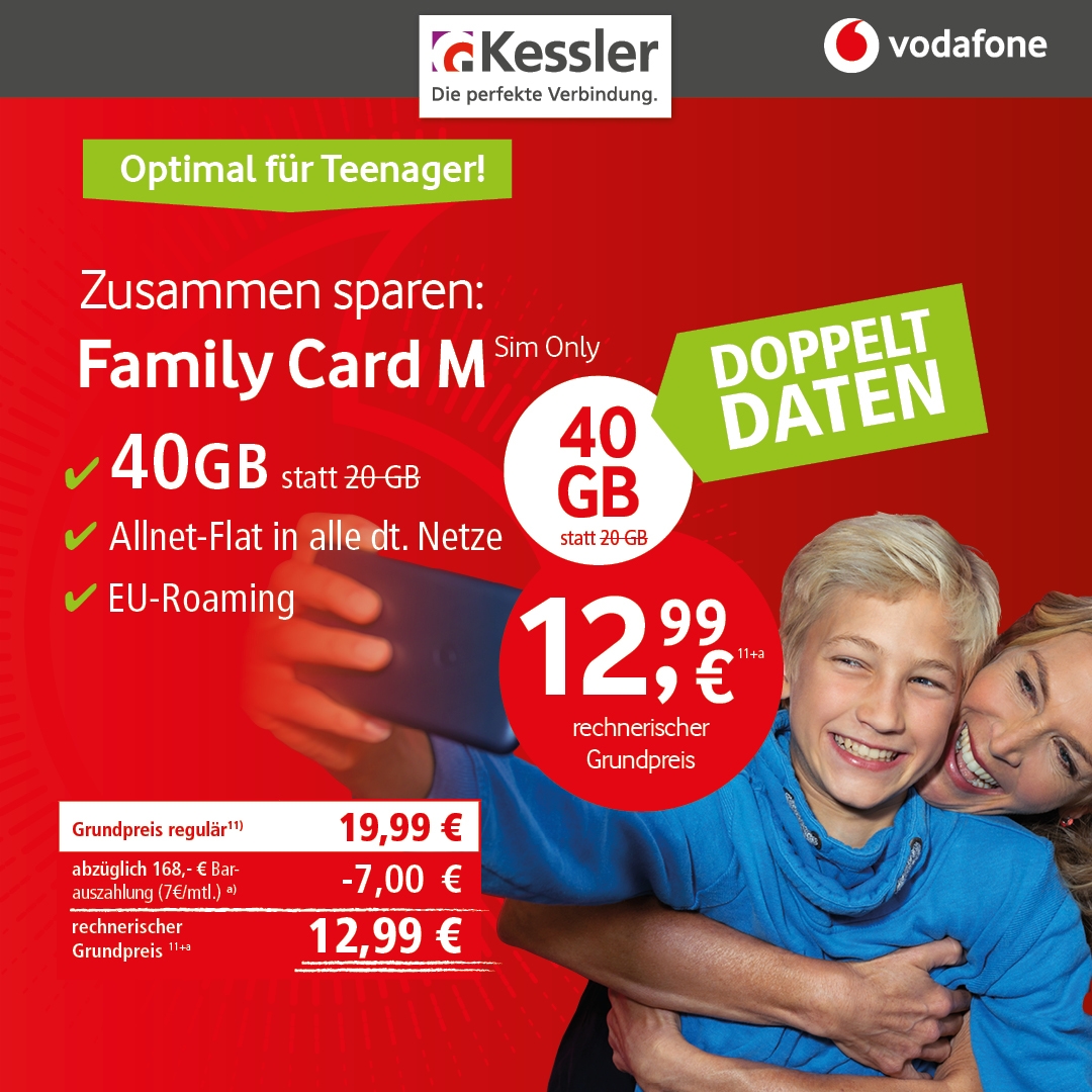 Vodafone Family Card M für nur 12,99€ mtl.