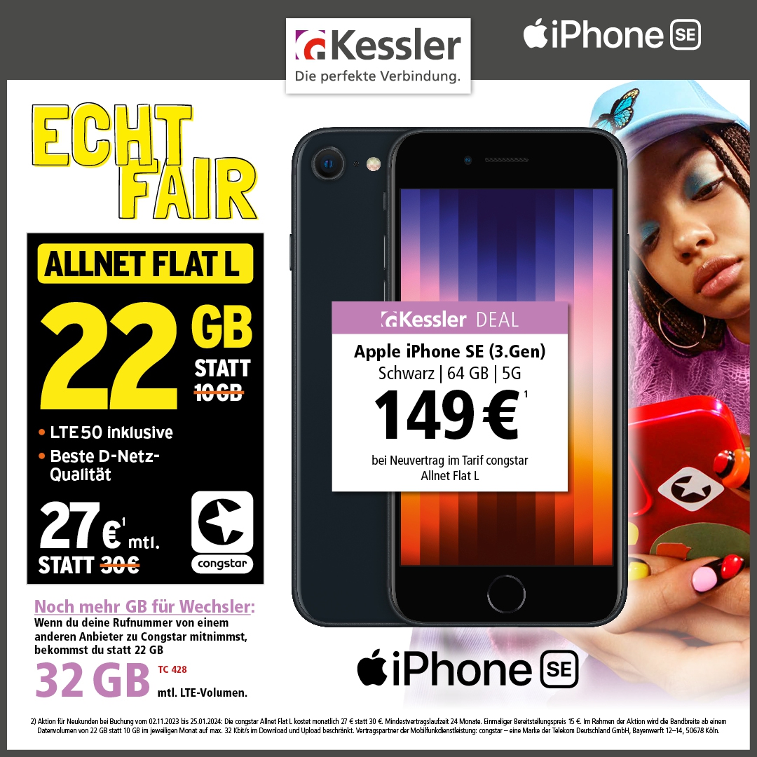 Congstar Allnet L mit iPhone SE 3. Gen