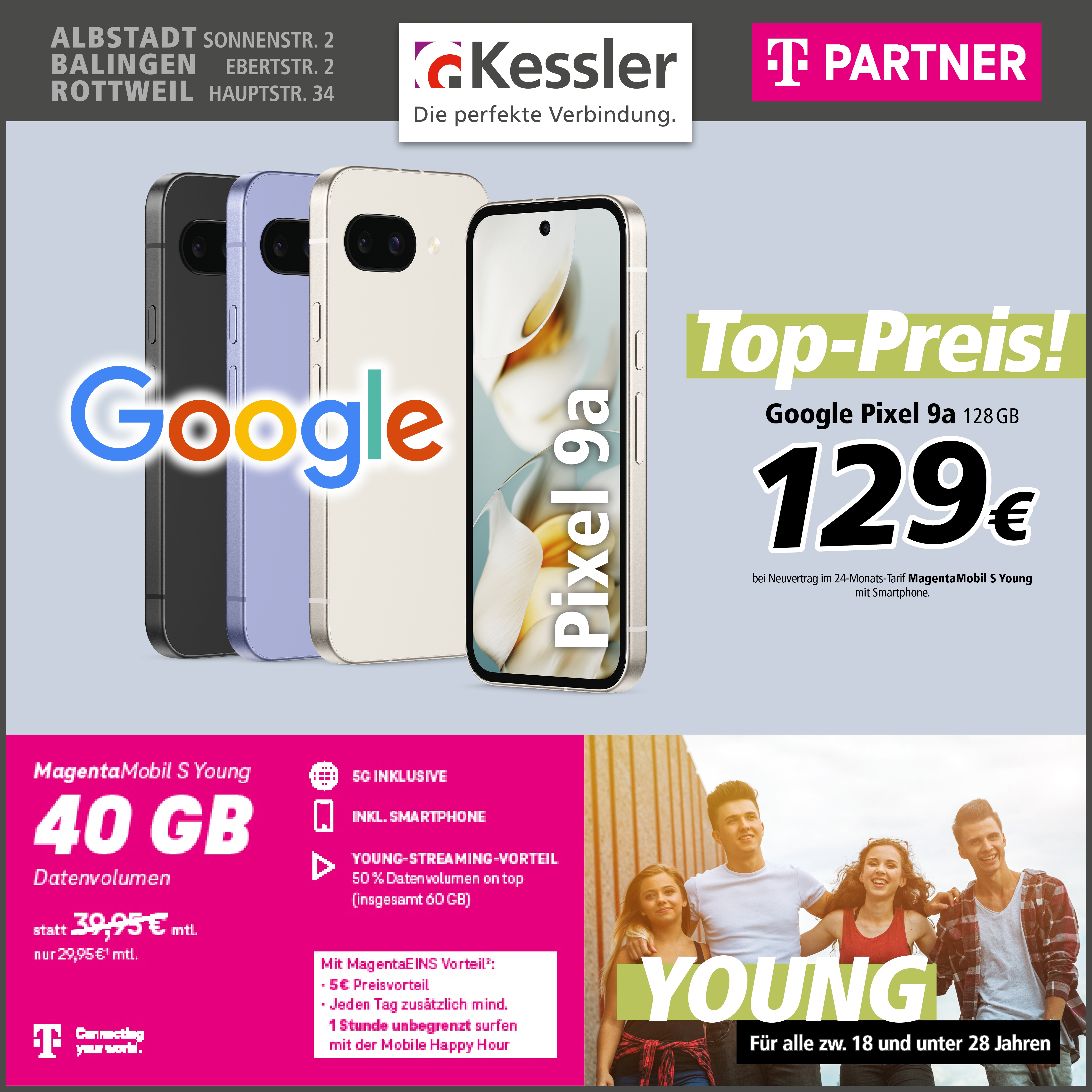 MagentaMobil S Young mit Google Pixel 9a 128GB