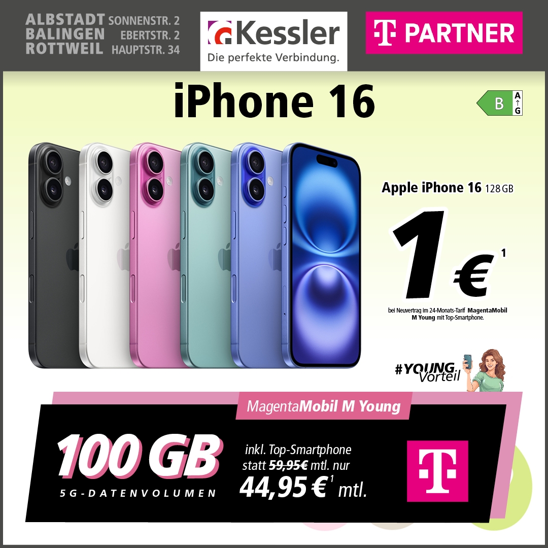 Magenta Mobil M Young mit Apple iPhone 16