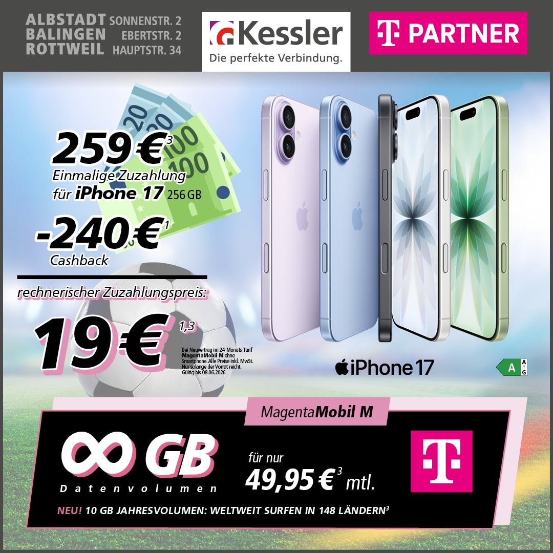 Magenta Mobil M mit Apple iPhone 17 256GB