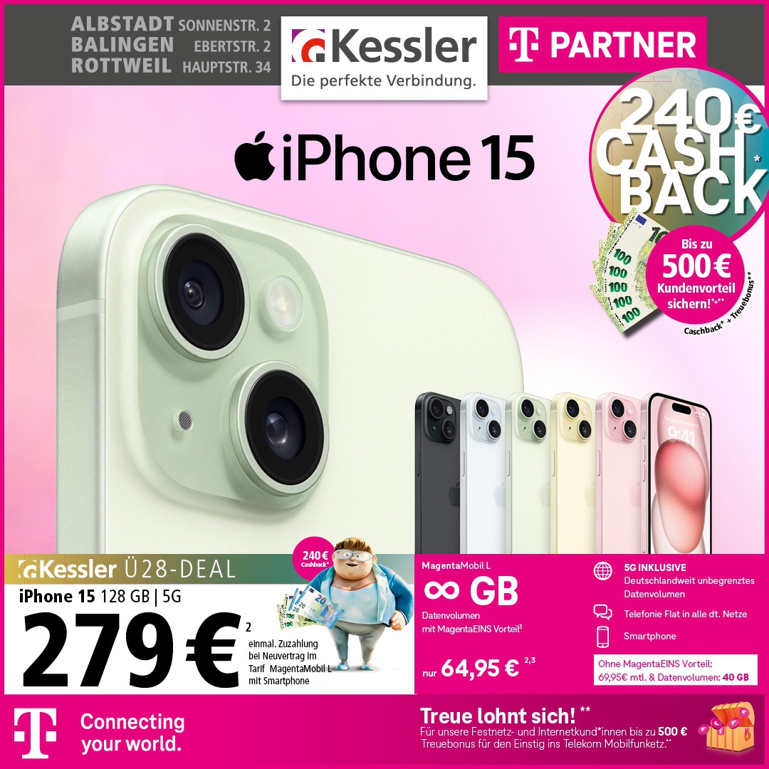 Magenta Mobil L +Cashback m. iPhone 15
