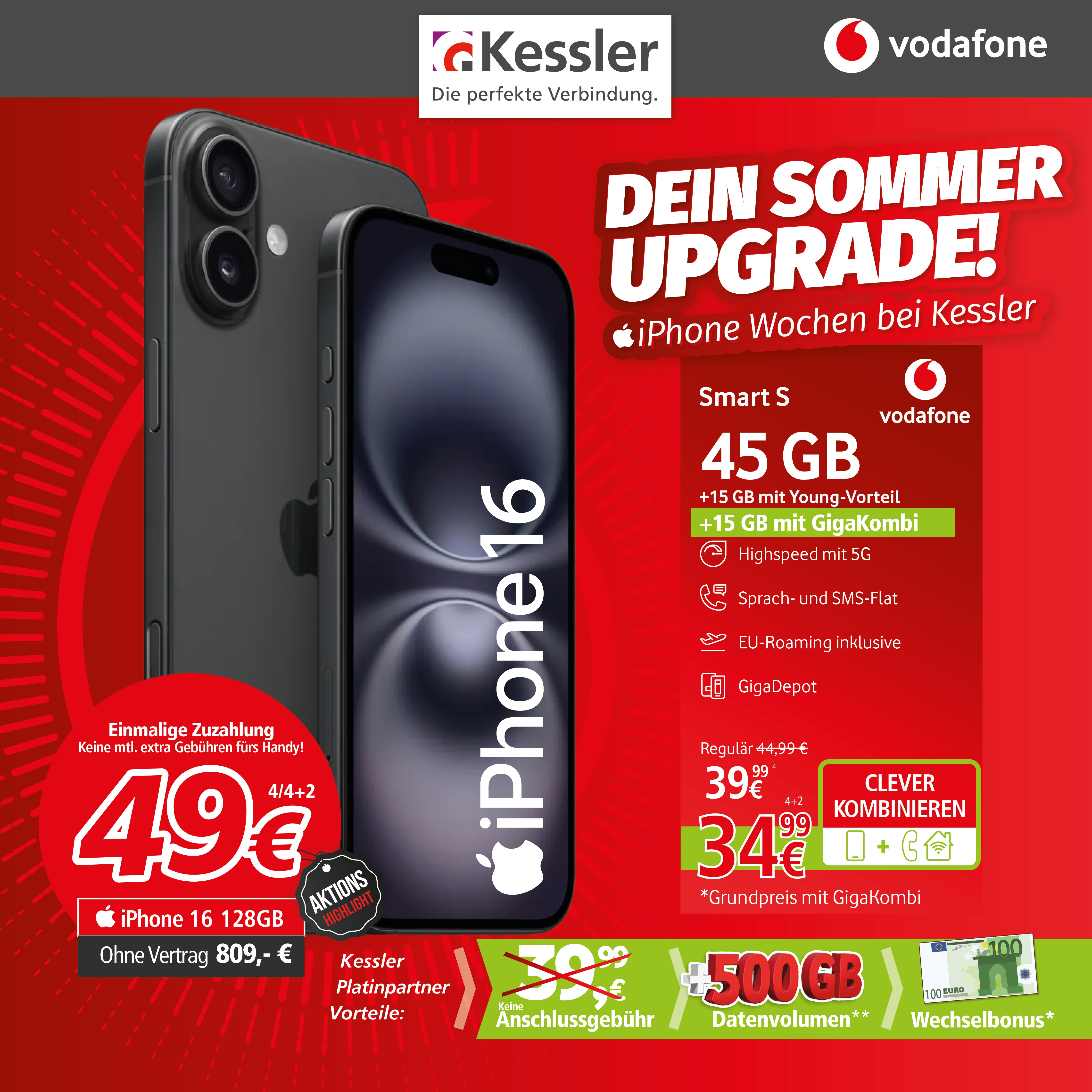 Vodafone Smart S mit IPhone 16 128GB