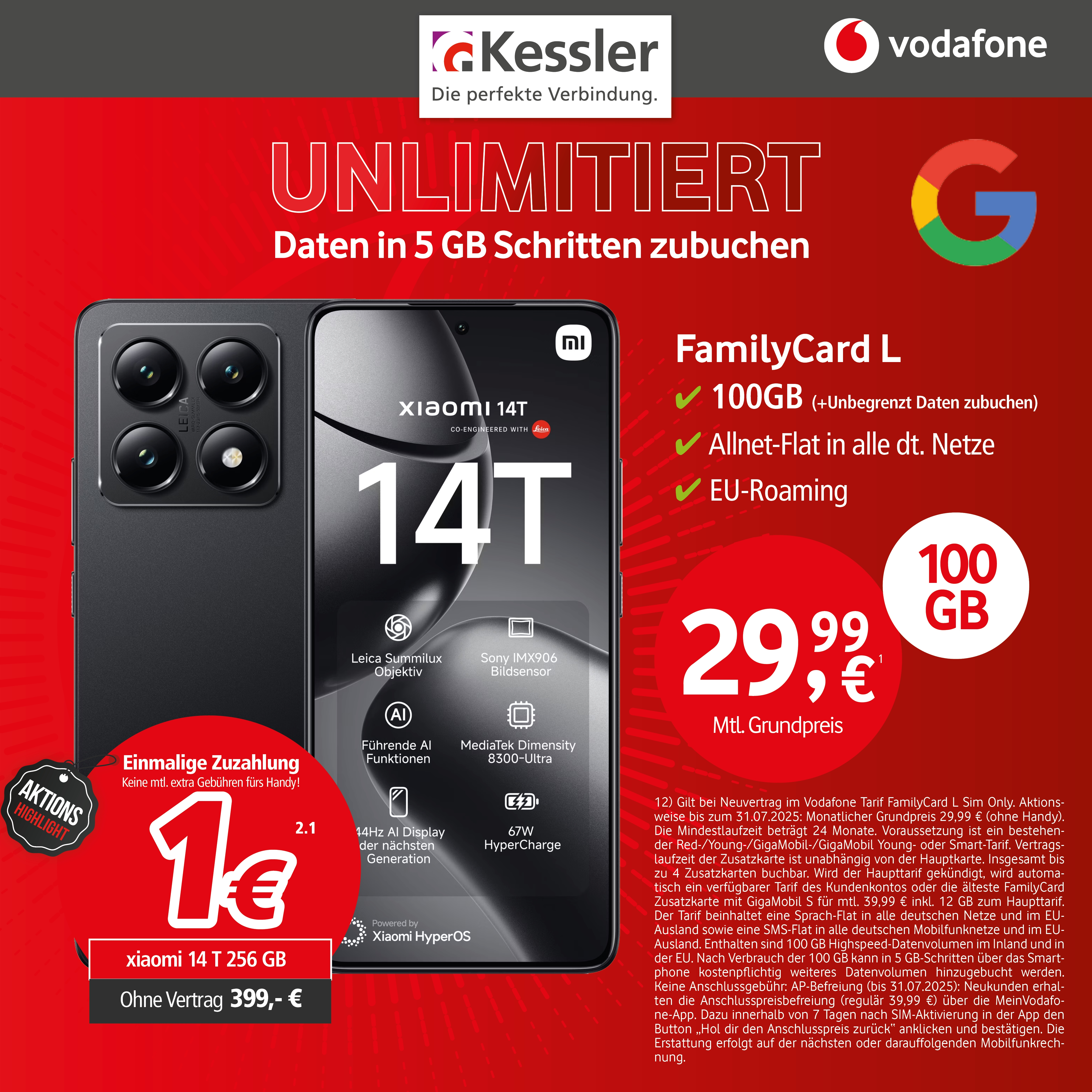 Vodafone FamilyCard L mit Xiaomi 14T